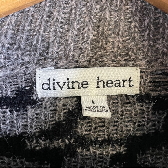 DIVINE heart women’s sweater cowl neck boxy super soft gray leopard size large - Picture 4 of 14